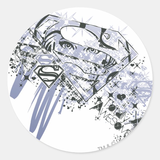 Supergirl Totally Awesome Classic Round Sticker (Front)