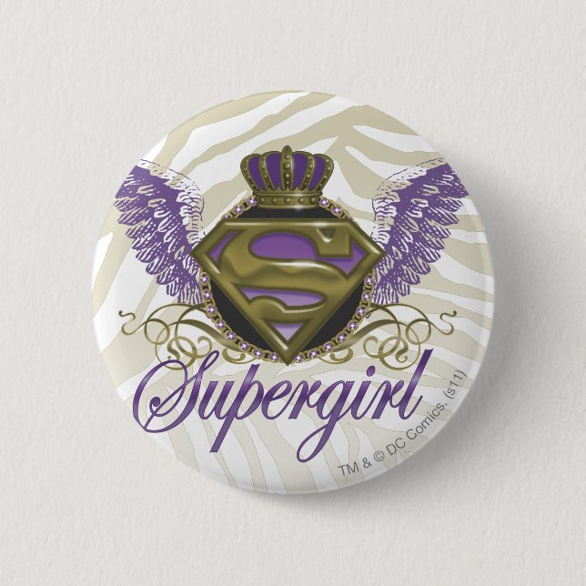 Supergirl Zebra Print 2 Inch Round Button (Front)