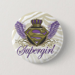 Supergirl Zebra Print 2 Inch Round Button