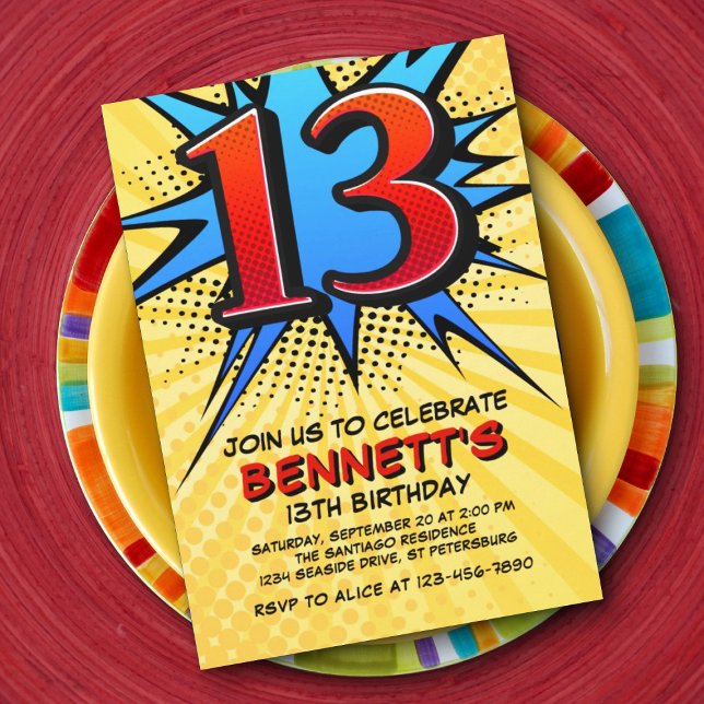 Superhero 13th Birthday Invitation (Creator Uploaded)