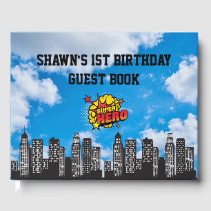 Superhero 1st Birthday Party Guest Book