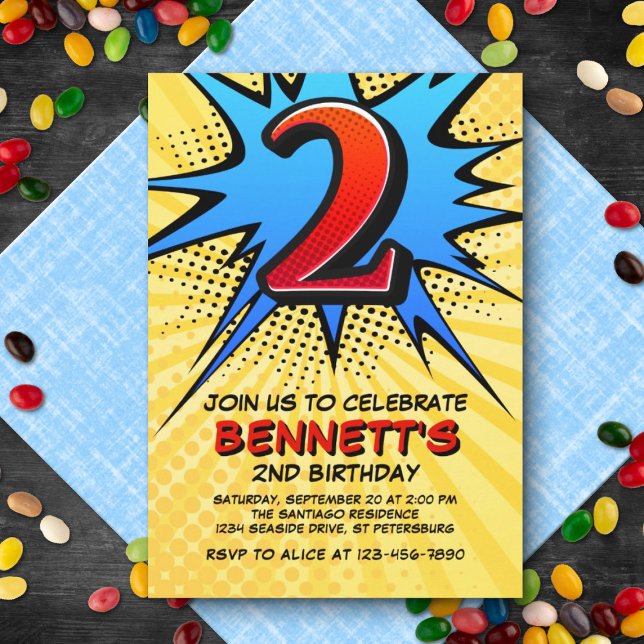 Superhero 2nd Birthday Invitation (Creator Uploaded)