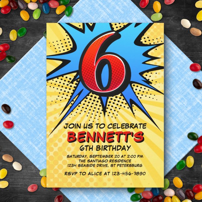 Superhero 6ème anniversaire Invitation (Créateur téléchargé)