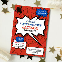Superhero 6th birthday kids spider red black