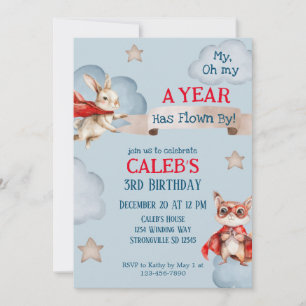 Superhero Animal Boys Birthday  Invitation