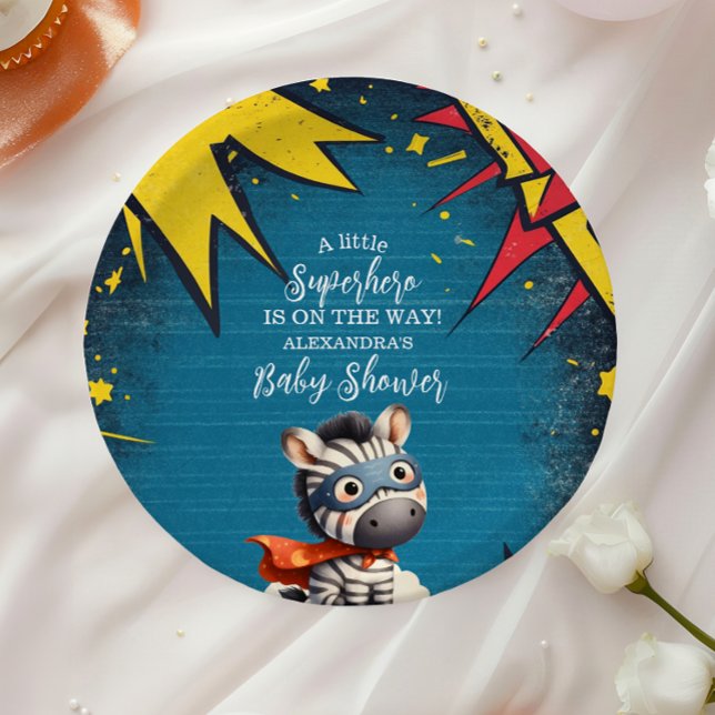 Superhero Animals Boy Baby Shower Paper Plate (Creator Uploaded)