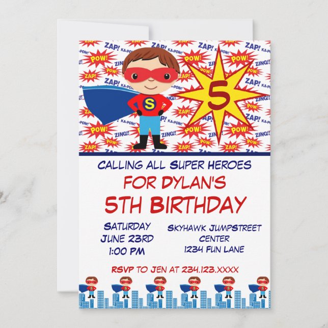 Superhero Anniversaire de enfant Party Invitations (Devant)