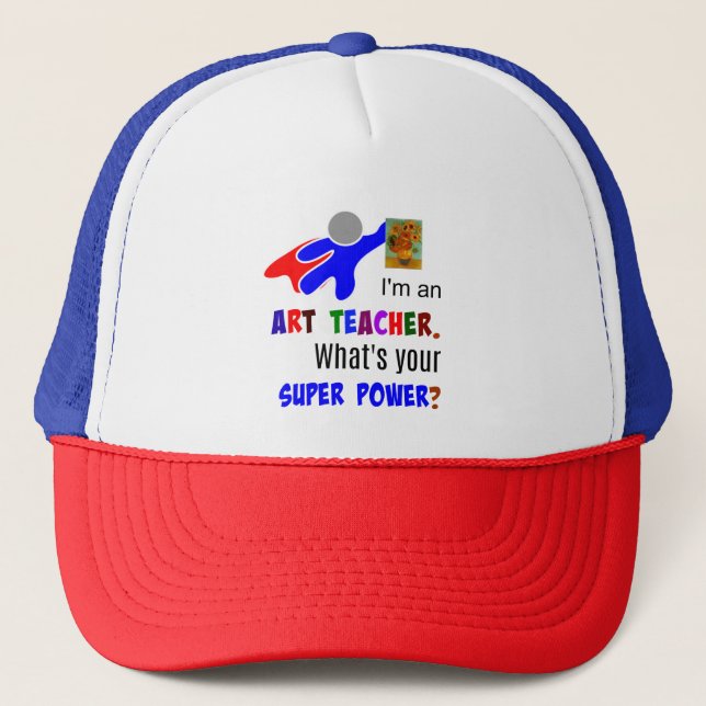 Superhero Art Teacher Trucker Hat (Front)