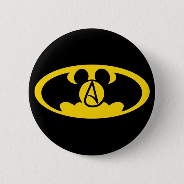 Superhero atheist button (Front)