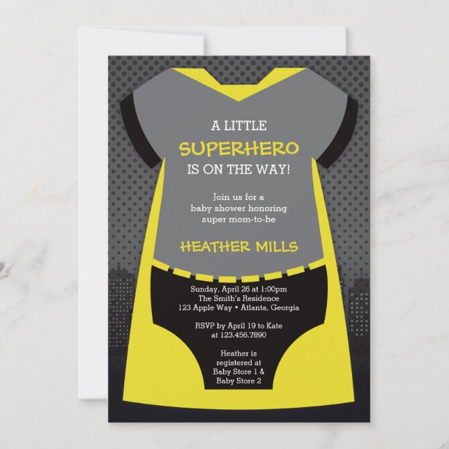 Superhero Baby Shower Invitation for Reena (Front)