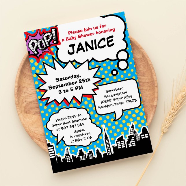 Superhero Baby Shower Party Invitation (Creator Uploaded)