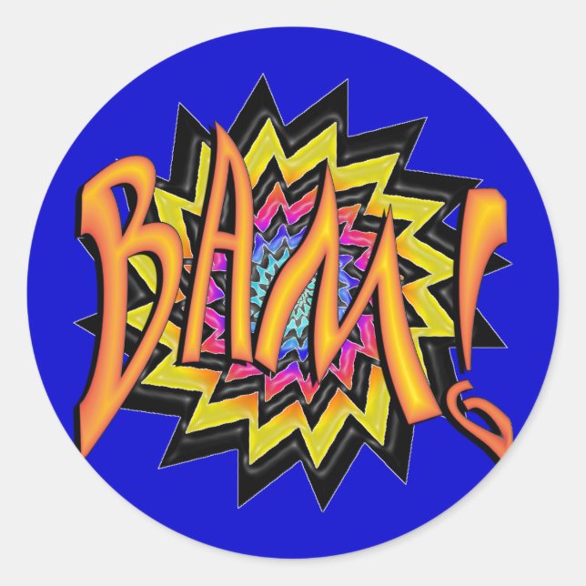 Superhero BAM! Classic Round Sticker (Front)