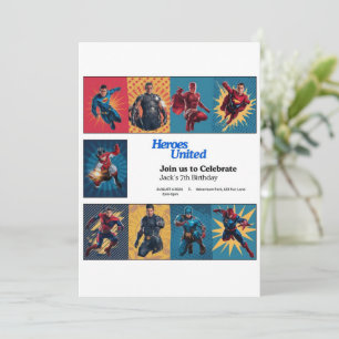 Superhero Bash Birthday Invitation Card