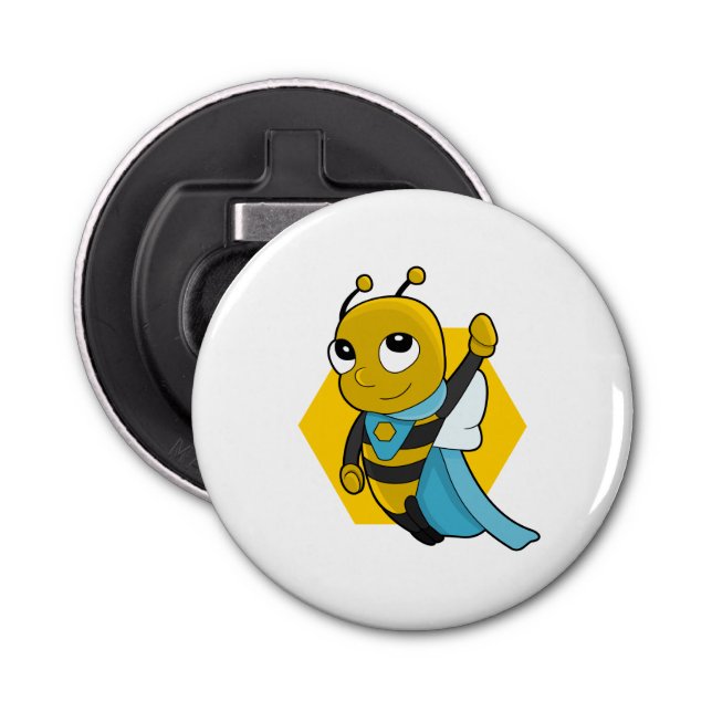 Superhero bee cartoon bottle opener (Front)
