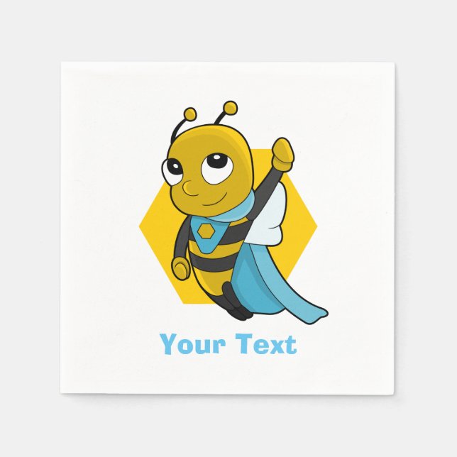 Superhero bee cartoon napkin (Front)