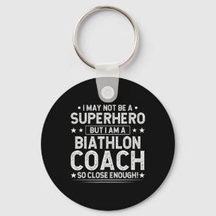 Superhero Biathlon Coach Funny Biathlon Coach Humo Keychain