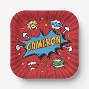 Superhero Birthday Comic Book Paper Plate