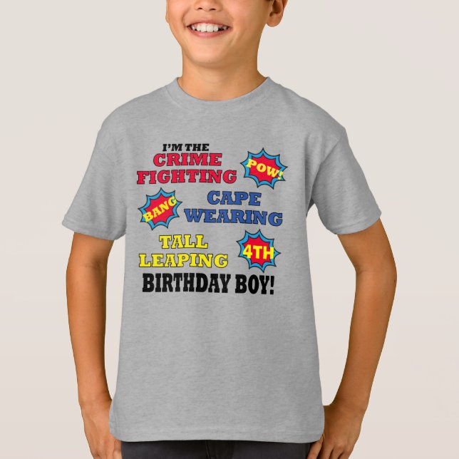 Superhero Birthday- fun comic book look birthday T-Shirt (Front)
