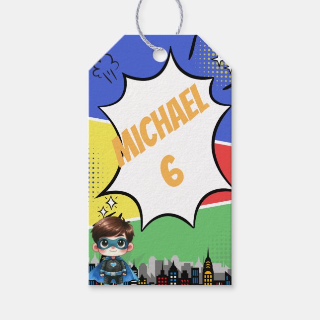 Superhero Birthday  Gift Tags (Front)
