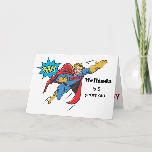 Superhero Birthday Girl Comic ⚡   Special Kid  Card (Front)