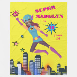 Superhero Birthday Girl Fantastic Sensational Fleece Blanket