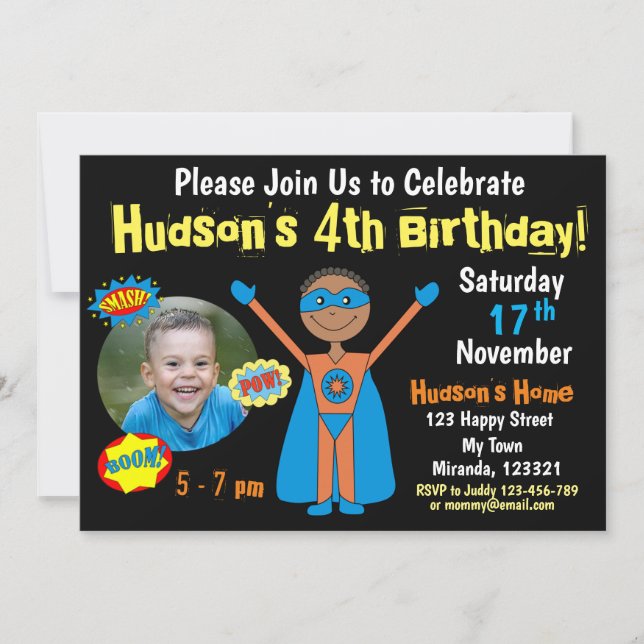 Superhero Birthday Invitation (Front)