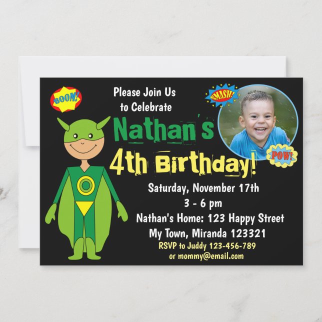 Superhero Birthday Invitation (Front)