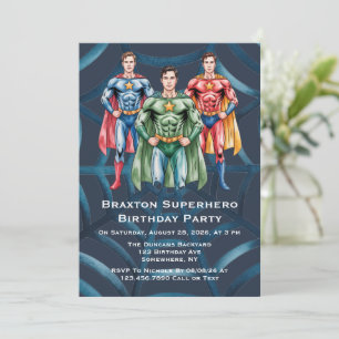 Superhero Birthday Party For Boys  Invitation