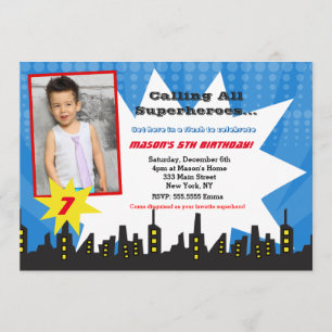 Superhero Birthday Party Invitations