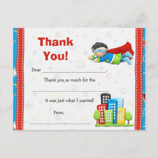 Superhero Birthday Party Thank You Card