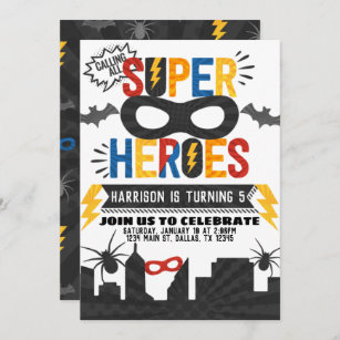 Superhero Birthday Party Themed Invitation