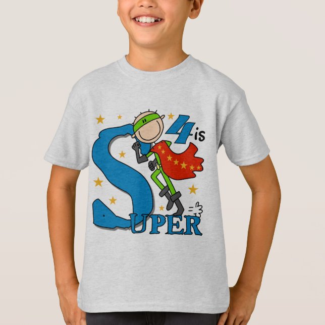Superhero Boy 4th Birthday Tshirts et cadeaux (Devant)