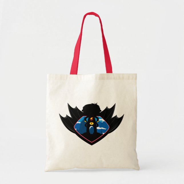 Superhero Boy in Winged Shield Tote Bag (Front)