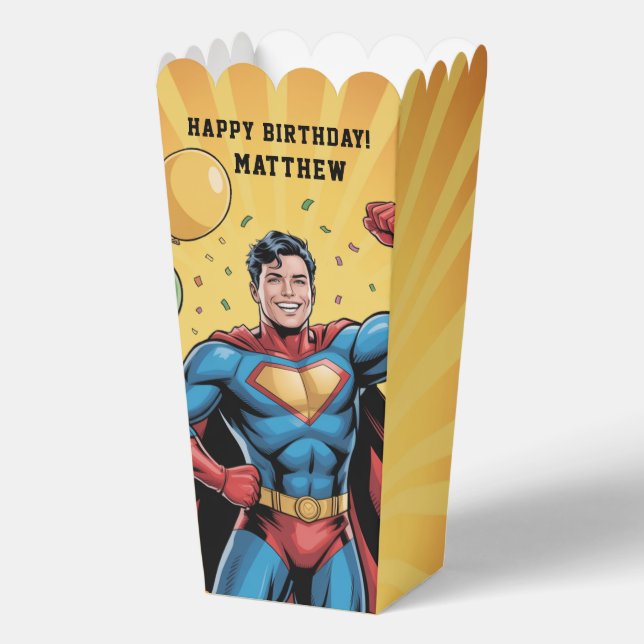 Superhero Boys Birthday Party Favor Box (Front)