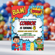 Superhero Boys Birthday Party Invitation