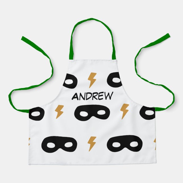 SUPERHERO boys NAME comic baking apron (Front)