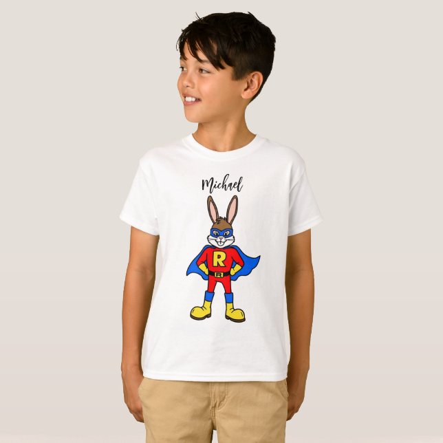 Superhero Bunny Editable Name Feature  T-Shirt (Front Full)
