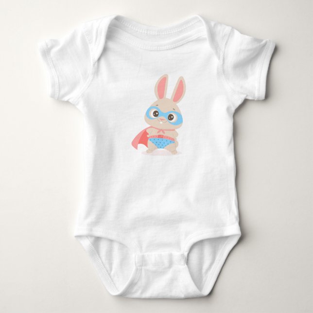 Superhero Bunny Rabbit Baby Sleeper Bodysuit (Front)