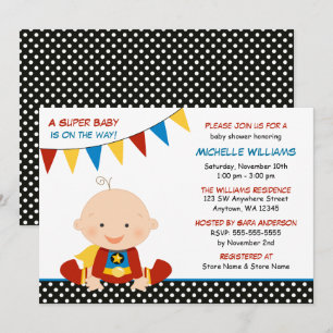Superhero Bunting Baby Shower Invitation