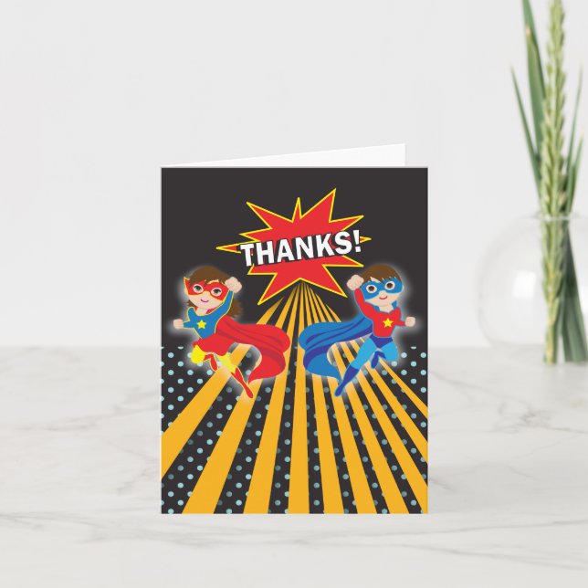 Superhero | Cartes de remerciements jumeaux (Devant)