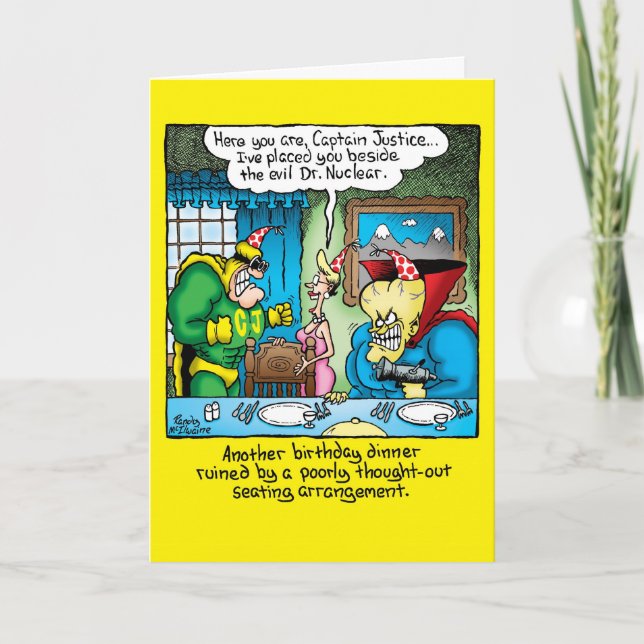 Superhero Cartoon Birthday Card (Front)
