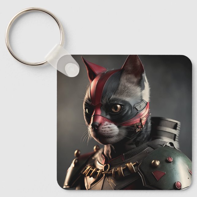 Superhero Cat Keychain (Front)