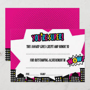 Superhero Certificate, Diploma Invitation