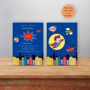 Superhero  changable age kids birthday Invitation