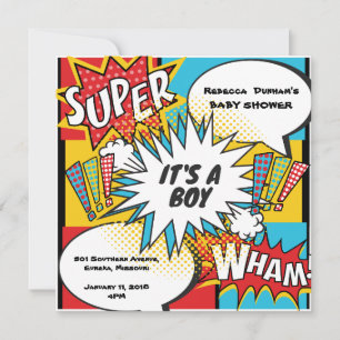 Superhero Comic Baby Shower Invitation