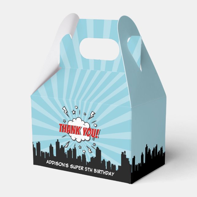Superhero Comic Birthday Party Favor Box (Front Side)