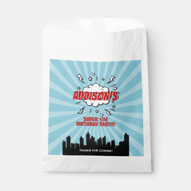 Superhero Comic Birthday Party Favour Bags (Front)