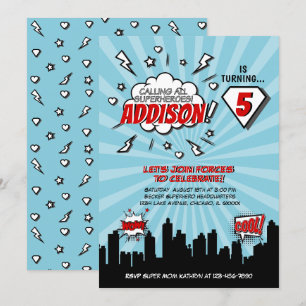 Superhero Comic Birthday Party Invitation