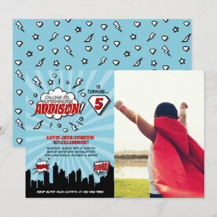Superhero Comic Birthday Party Photo  Invitation
