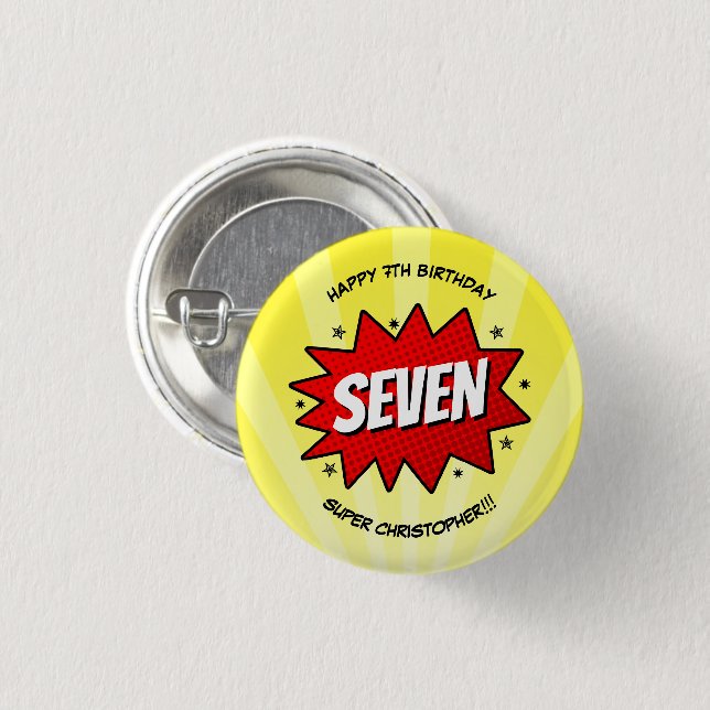 Superhero Comic Book Any Age Birthday 1 Inch Round Button (Front & Back)